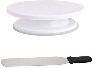 RAJJA Plastic Cake Tools Decorating 360 Round Easy Rotate Turntable Revolving Cake Kitchen Tool Set