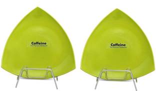 caffeine Ceramic Handmade Green Triangle Plate 9.5 inch Dinner Plate