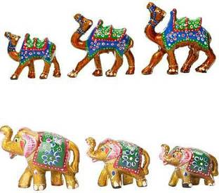 RVART rajasthani handcraft set of 3w elephant and camel showpiece Decorative Showpiece  -  8 cm