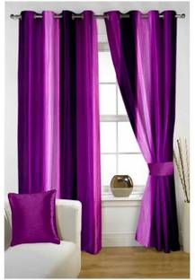 Styletex 274 cm (9 ft) Polyester Semi Transparent Long Door Curtain (Pack Of 2)