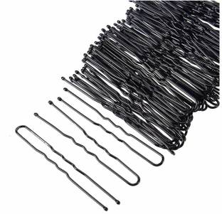 Clezaro 50 pcs Curved U Shape Juda Pin, Hairpin for Girls & Women(Size-Medium 6cm) Black Hair Pin
