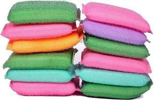 Drosselz Premium Multicolour Multipurpose Super Absorbent Magic Double Sided Sponge Wipes Scrubber/Scrub Pad For Cleaning Kitchen/Utensils/Dish-Washing/Barbeque Grills/Tiles/Glassware’s Scrub Sponge, Scrub Pad/ Scrub Pad for Kitchen (Medium, Pack of 12) Scrub Pad
