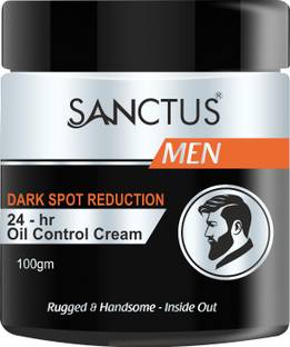 SANCTUS Dark Spot Reduction 24-hr Oil Control Cream For MEN - 100gm (Advanced Non-Sticky formula with Herbal Actives) - Paraben & SLS Free