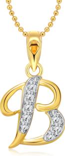 VIGHNAHARTA "B" Letter Gold-plated Cubic Zirconia Alloy Pendant