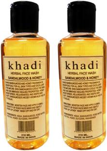Khadi Herbal Sandal & Honey Pack of 2  (420 ml) Face Wash
