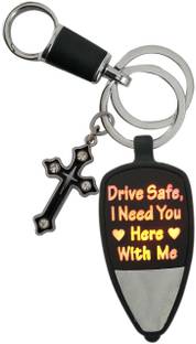 HANDSOME ISK Multi colour drive safe massage light reflection I need u here with me with black colour Jesus god and Locking Hook Full Metal. Key Chain