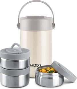 MILTON Glamour Thermos steel Stainless Steel Tiffin Box, Set of 3 Container 3 Containers Lunch Box