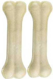 LG CREATIONS 4 Inch 2 Pcs White Digestible Rawhide Pressed Bone Dog Chew For Dogs Dog Chew