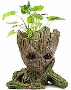 guuchuu Groot Pot (Brown) Wooden Look Tree Flowerpot Cum Pen Container- Tree Man(1 Pot only) Plant Container Set