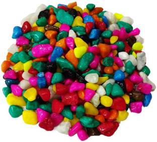 Colour Stone Decorative Ornamental River Rocks Tumbled Stone Pebbles Unplanted Substrate For Aquarium Vase Filler Plant Pots Home Garden & Landscape Decoration (Multi Colour, 1Kg) Regular Asymmetrical Marble Pebbles
