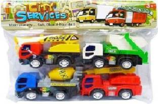 Sanchi Creation City Service Construction Vehicle Team Set for Kids  (Multicolor)