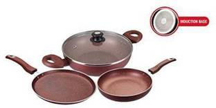 Usha Shriram Induction Base Non-Stick 3-Piece Cookware Set Induction Bottom Non-Stick Coated Cookware Set
