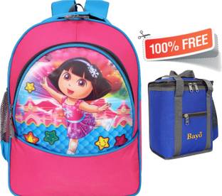 Banon Dora Pre-School For Nursery (LKG/UKG/1st std) +Lunch Bag Boys Girls & kids Waterproof School Bag