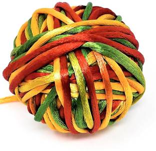 Kuhu Creations Silk Mauli - Kalawa - Raksha Sutra with three natural colours Red Yellow and Lime Green in silk thread 5 Meters