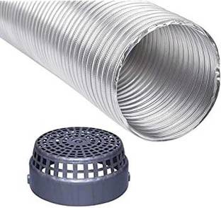 SK 4 INCH 2 FEET Chimney Exhaust Pipe (Flexible Aluminium/Heavy Duty Duct Pipe Upto 2 Feet) with cowl cover included Hose Pipe