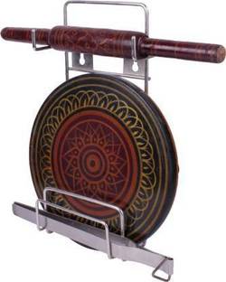 Exiito kitchen Chakla/Belan Kitchen Rack Steel Stainless Steel Rolling Pin Holder Chakla Belan Stand , Medium, Silver Chakla/Belan Kitchen Rack (Steel)