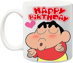 Stylotrendz Special Red Print Happy Birthday Shinchan Style Ceramic Coffee Mug