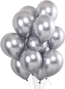 Hemito Solid Premium Metallic Latex Balloons Pack of 100 Silver Balloons for Decoration Balloon