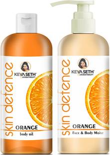 KEYA SETH AROMATHERAPY Complete Winter Skin Care Combo Enriched with Vitamin C, Skin Defence Orange Body oil 400ml + Orange Face & Body Moisturizer 400ml