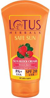LOTUS Herbals Sun Block Breezy Berry Pa+ Uva|Spf 20 Uvb Cream 100 g
