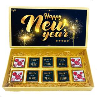 Expelite Wishing You a Happy New Year Chocolate Gift Box- 10 Pieces Gourmet New Year Chocolate Gift Bars