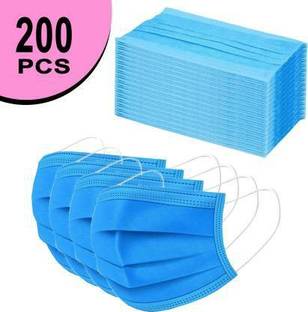 Wellstar Cloth Mask 200 Units Disposable 3 Ply Pharmaceutical Breathable Surgical Pollution Face Mask with 3 Layer Filtration For Men, Women, Kids with Nose pin for Comfortable Fit with Bacterial Filtration and Water Resistant SG0008-200 Surgical Mask (Blue, Free Size, Pack of 200, 3 Ply) Non-Washable Surgical Mask