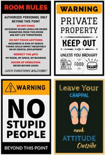 Pack of 4 Funny Posters for Room, Office, Door, Wall Paper Print