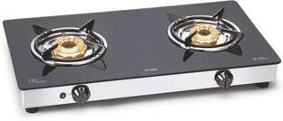 Glen 2 Burner Gas Top 1020 GT BB AI Black Glass - Auto Ignition Glass Automatic Hob