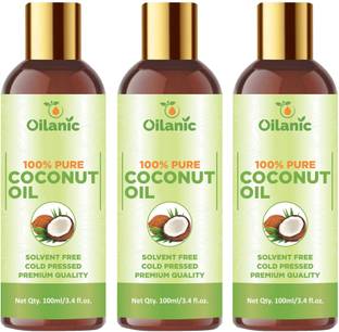 Oilanic 100% Pure & Natural Coconut Oil Combo pack of 3 bottles of 100 ml(300 ml) Hair Oil