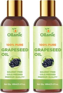 Oilanic Premium Grapeseed Oil Combo pack of 2 bottles of 100 ml(200 ml)