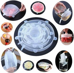 CSKY GLANS 6pcs Universal Silicone Suction Lid-bowl Pan Cooking Pot Lid 2.6 inch, 3.8 inch, 4.5 inch, 5.7 inch, 6.5 inch, 8.3 inch Lid Set (Silicone) 5 inch Lid Set, Pack of 6
