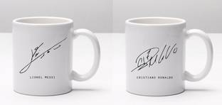 JAIPURART Cristiano Ronaldo - Lionel Messi Autograph/Signature Ceramic Coffee Mug