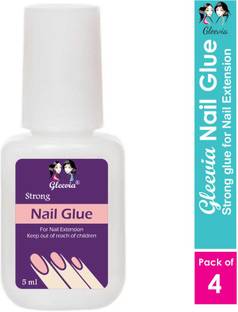 Gleevia Nail Glue for Acrylic Nail Extension/Nail Art Kit/Artificial Nails or Fake Nails with Super Strong Waterproof Nail Glue 5gm Pack (Pack of 4)