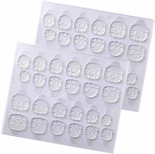 Gleevia Nail Adhesive Tabs for Artificial Nails/False Nail Tips Extension Tools (Transparent) - Pack of 2 Sheets (24 tips per sheet)