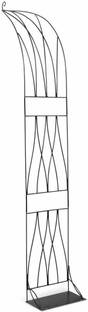 Takasho Metal Slimline Leaf Half Arch for Garden Balcony Patio and Terrace Colour Black Plant Container Set