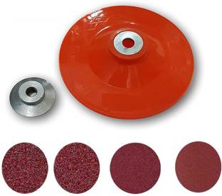 GSK Cut Plastic Backing Pad with Grinder Nut and 20 Nos. Fiber Sanding Disc for Sander Polisher Angle Grinders Rotary Tool