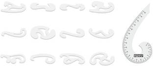 KHYATI Tailoring Scales/ curves Fashion Designing Scale- Hard Plastic Scale- Set of 13- 12 pcs of French curve without marking (12 shapes), 1 pc French curve 6 shape with marking Inking edges, Sewing Material, Tailoring kit Sewing Kit