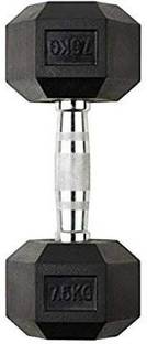 FratiiSingh 7.5Kg Rubber Hex Dumbbell {Pack of 1 Dumbbell of 7.5kg} Fixed Weight Dumbbell