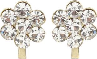 FLINGDOM Stunning Fashion Clip On Earrings for Non Piearced Ears for Women & Girls; Plating: Gold; Color: White; Size: 10 X 10mm; Wt.: 2gm. Cubic Zirconia Alloy Clip-on Earring