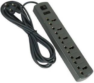 D-DEVOX 3mtr long wire 6shocket plus one switch capacity up to 6AMP 6 Socket Extension Boards 6  Socket Extension Boards