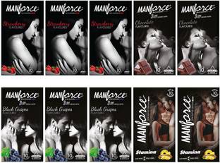 MANFORCE Combo Pack (Strawberry,Black Grapes,Chocolate & Pineapple Flavoured) Condom