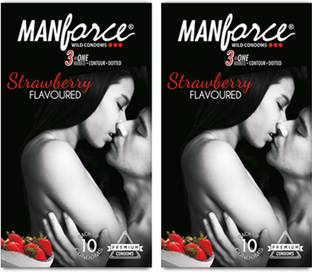 MANFORCE Wild 3 in 1, Strawberry Flavoured Condom