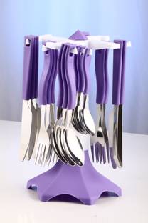 TOFEE Trendy Stainless Steel Cutlery with Plastic handle steel 24 pcs Spoon Set Stainless Steel Table Spoon Set