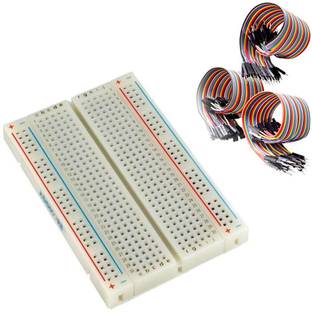 Ihc Breadboard Solderless 400 Pin with 120 Jumper Wires | 20cm (Male-Female, Female-Female, Male-Male) for Raspberry Pi and Arduino (40+40+40) BY INDIAN HOBBY CENTER Interconnect Electronic Hobby Kit