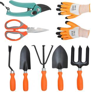 Green India 8IN1 German Style Pruner Garden Tool Set of 8 & Scissor, Gloves Garden Tool Kit Garden Tool Kit (8 Tools) Garden Tool Kit