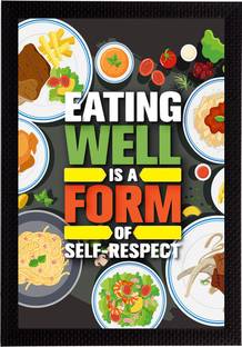 eCraftIndia "Eating Well Is A Form Of Self-Respect" Quote Painting Digital Printed Wall Art Ink 35.56 cm x 25.4 cm Painting