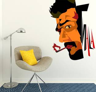 Wollfill 45 cm Thala Ajith Art Design Decorative wallsticker Self Adhesive Sticker