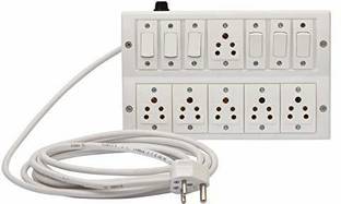 Aqeeq Extension Board 6+6 6A 6 Socket 2 Switch 2 Meter 1.5 mm Long Wire Cable Cord 6  Socket Extension Boards