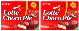 Lotte Chocopie-24 Pcs ( 300 GRAM X 2) Cookie Cake Biscuit