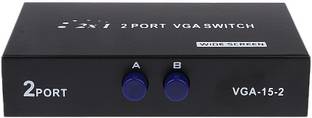 HexaGear VGA 2 in 1 Out 2 Port VGA Switch Press Button Two Way VGA Video Switch for PC TV Monitor - Black Manual VGA Splitter Switch, 15 Pin Female (2 VGA in/1 VGA Out) Media Streaming Device